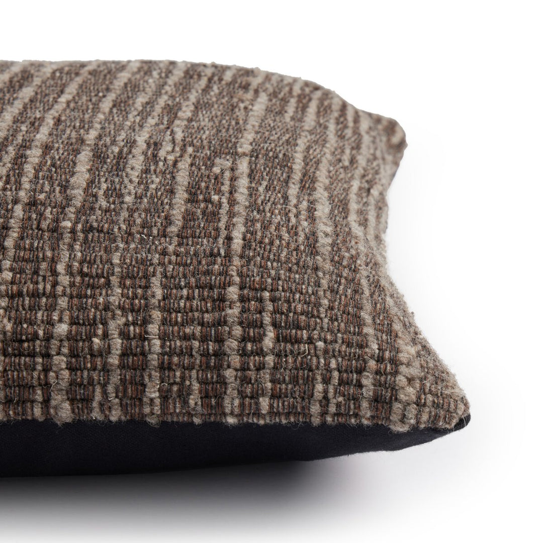 Artisan Stripe Wool Pillow - 14"X20" - Grey Wool