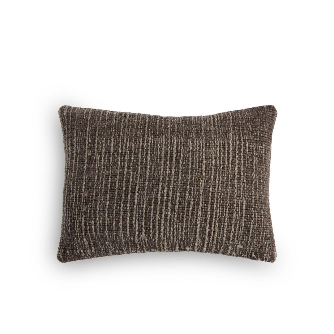 Artisan Stripe Wool Pillow - 14"X20" - Grey Wool