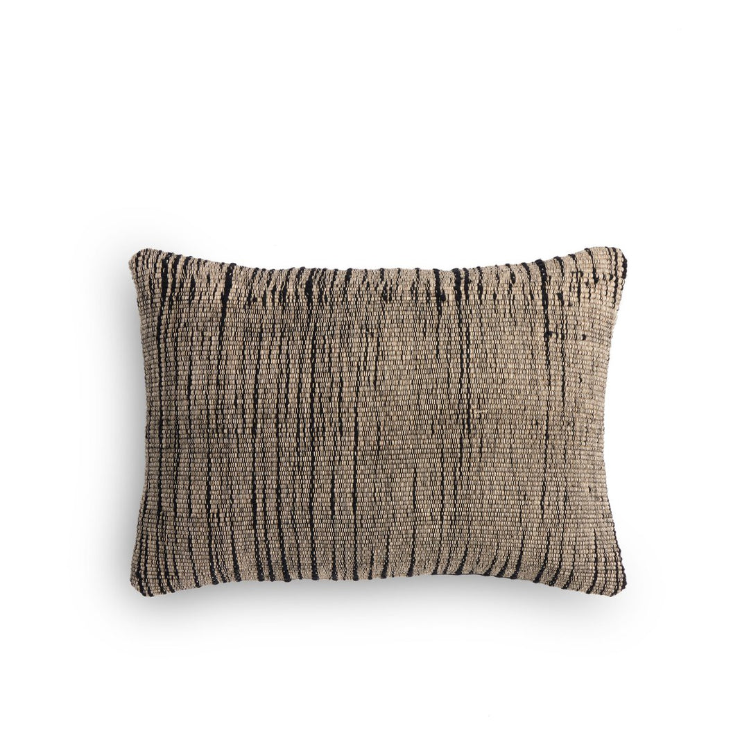 Artisan Stripe Wool Pillow - 14"X20" - Black Wool