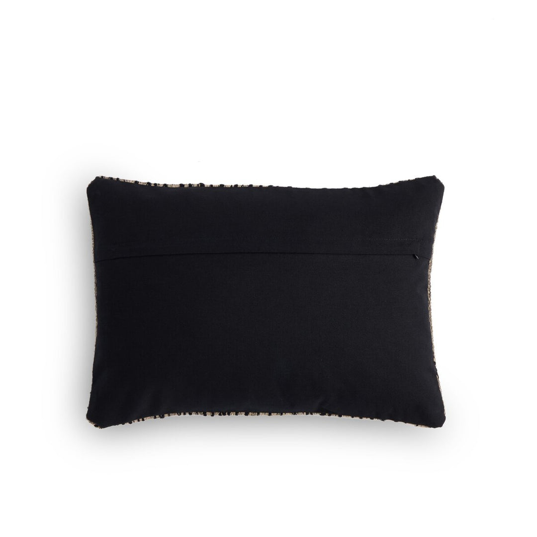 Artisan Stripe Wool Pillow - 14"X20" - Black Wool