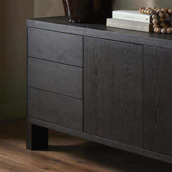 Nora Media Console - Smoked Black Oak - Black