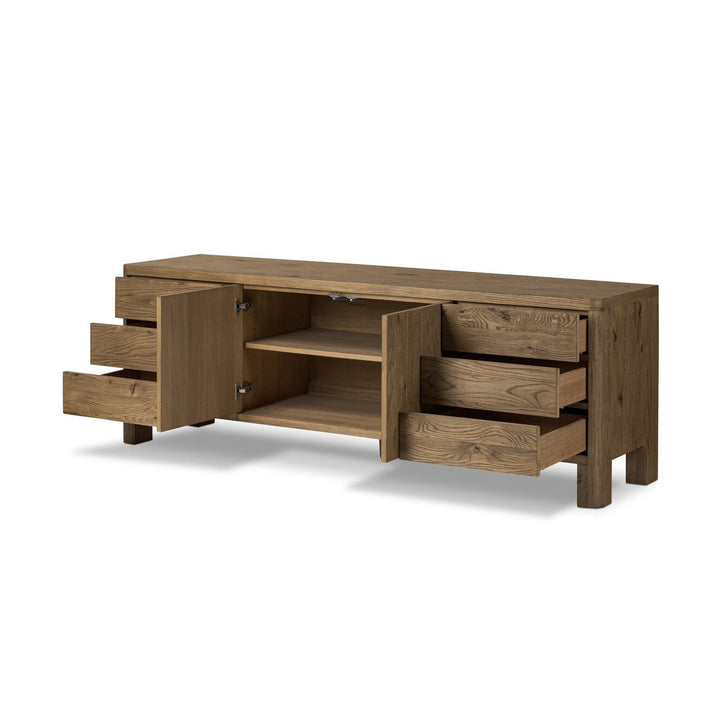 Nora Media Console - Resawn Worn Oak - Brown