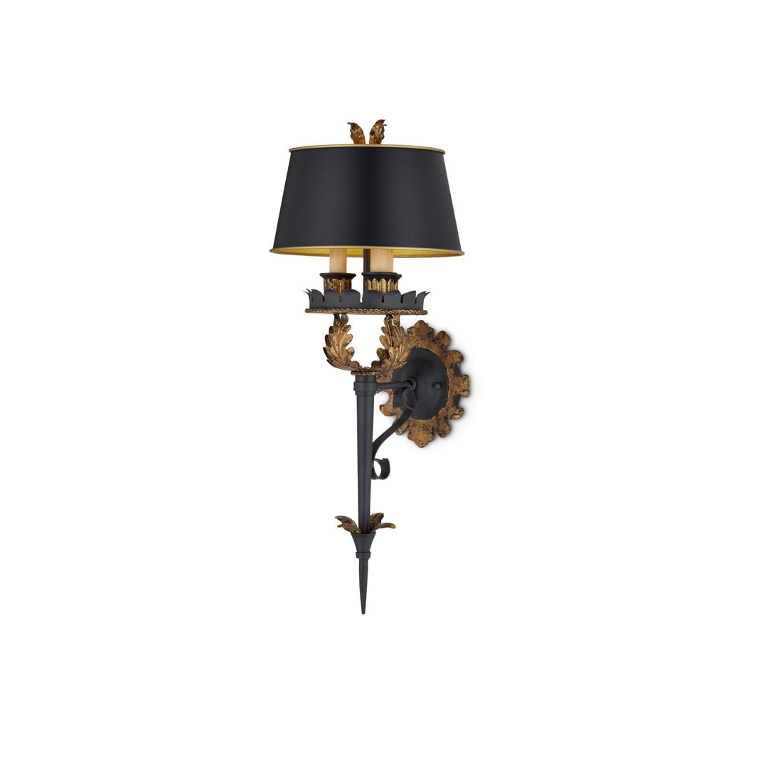 The Duke Gold Wall Sconce, Black Shade