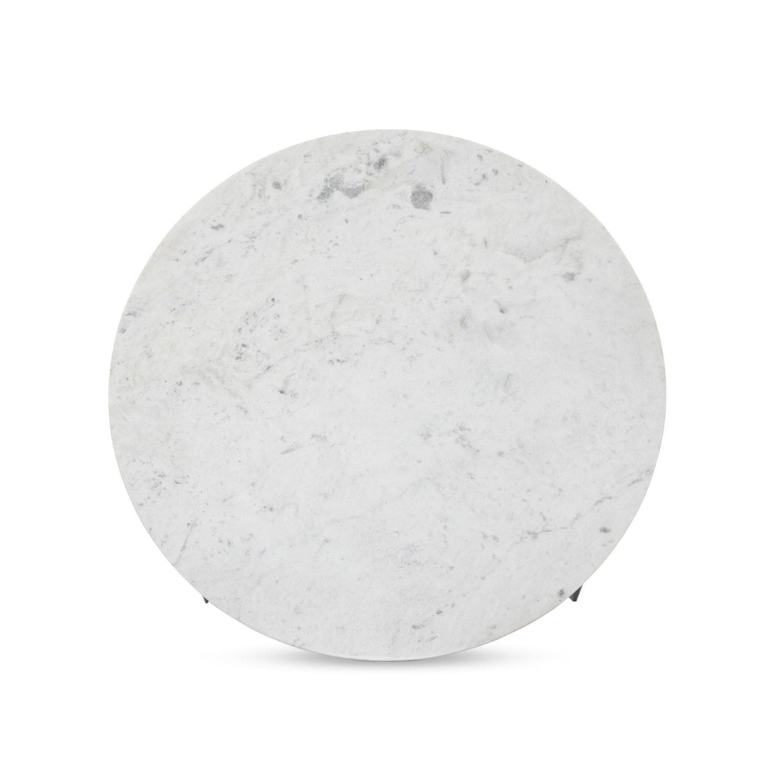 Marble Round Coffee Table With Iron - Polished White Marble