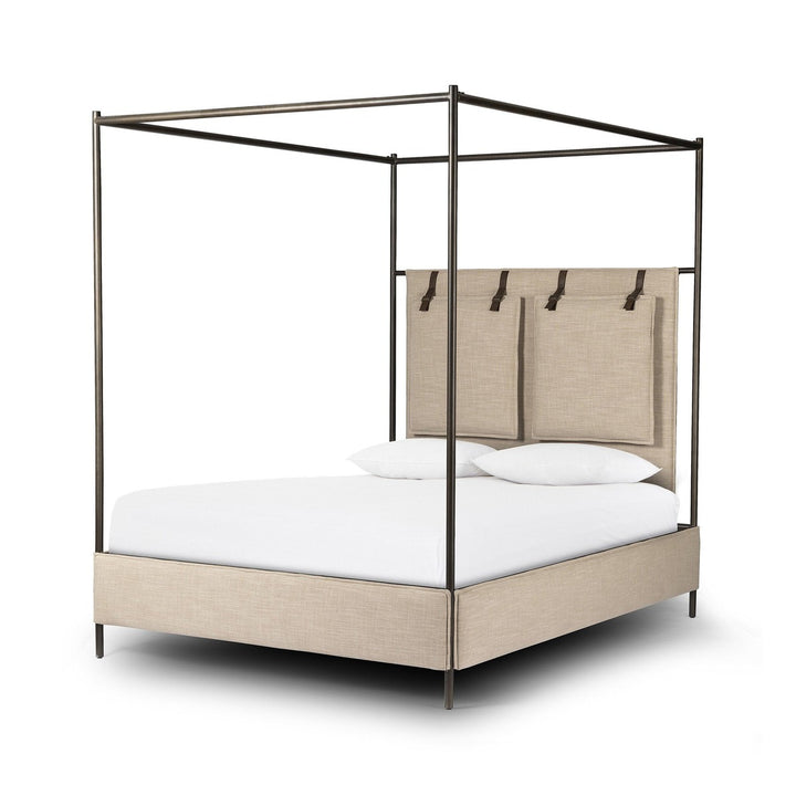 Laurel Canopy Bed - Palm Ecru - Beige, Black