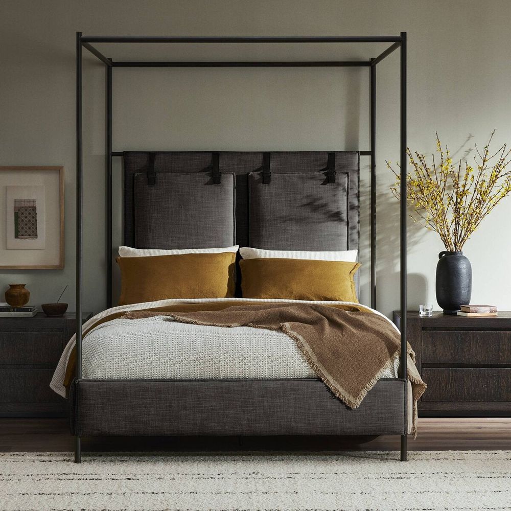 Beds Leigh Canopy Bed: San Remo Ash - Waxed Black