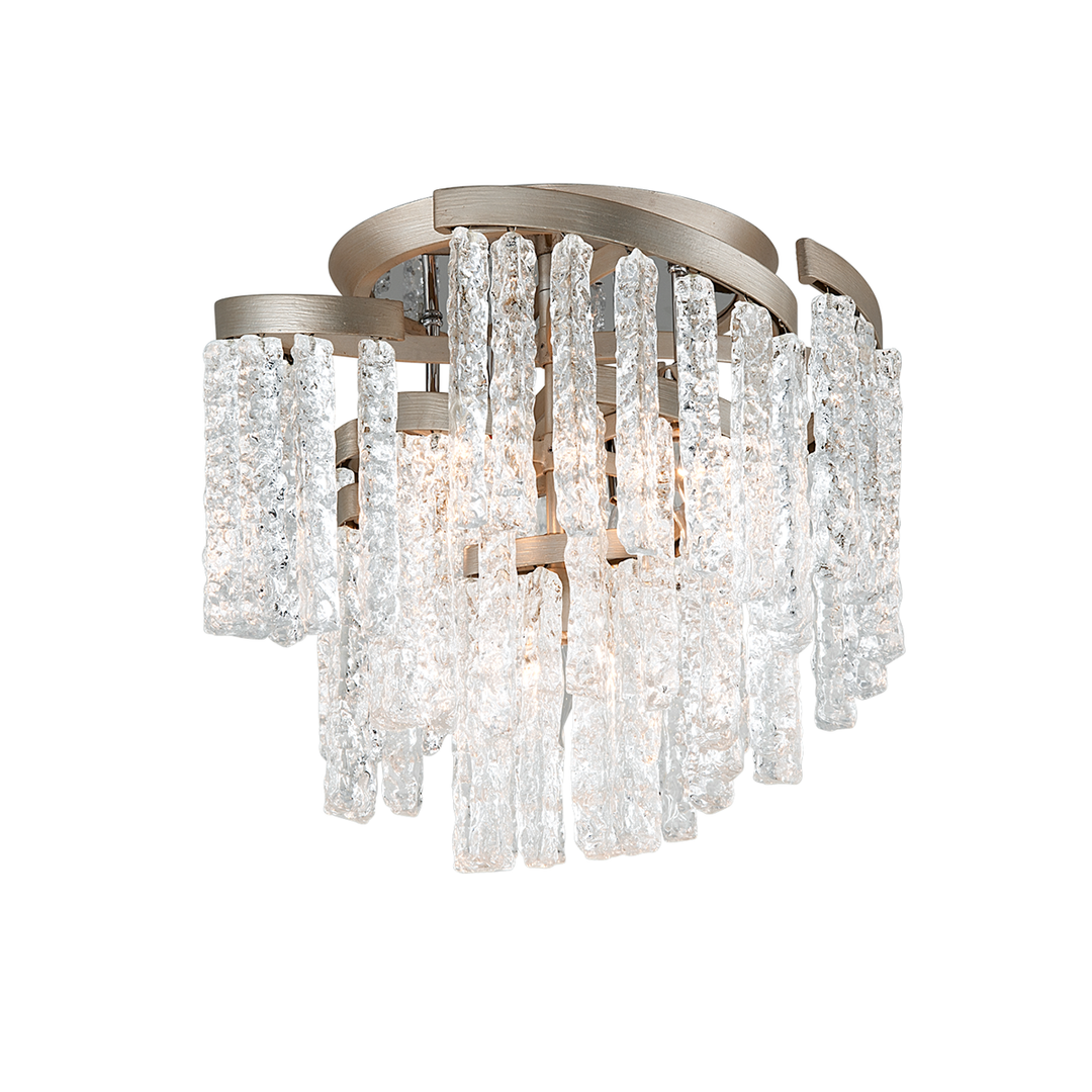 Mont Blanc Semi Flush - Warm Silver Leaf 5 Lights