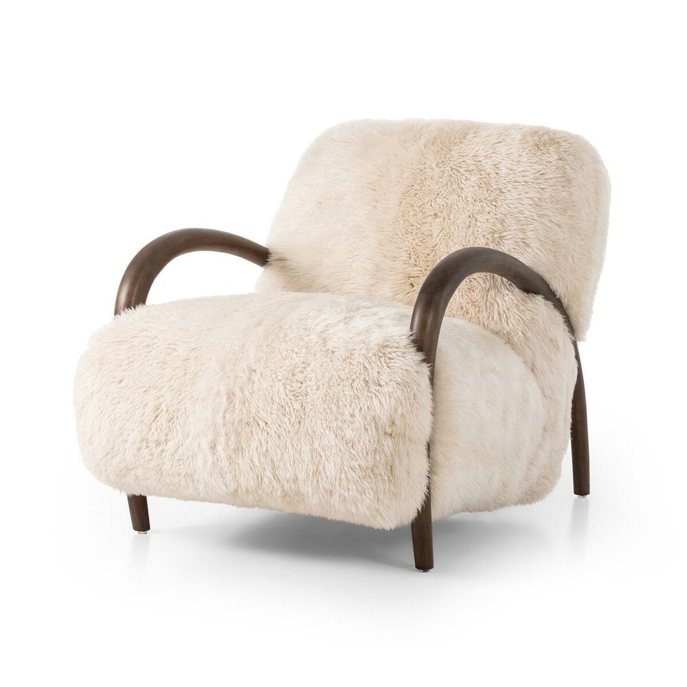Sandro Chair: Champagne Mongolian Fur - Almond