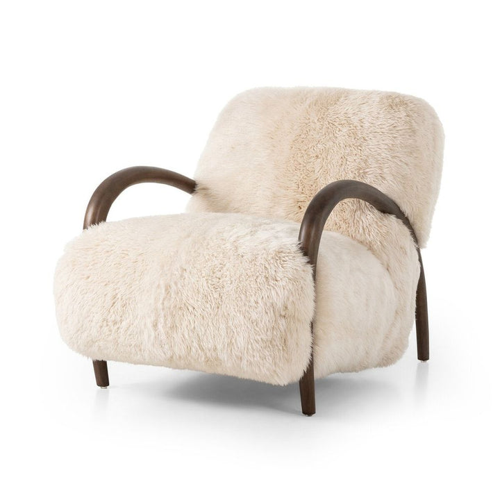 Sandro Chair: Champagne Mongolian Fur - Almond
