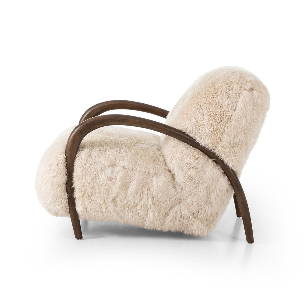 Sandro Chair: Champagne Mongolian Fur - Almond