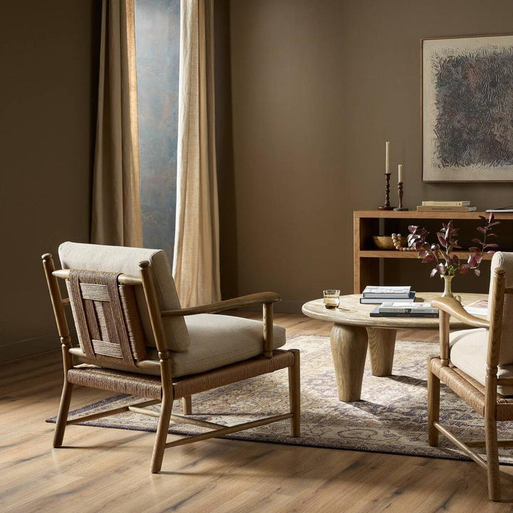 Lounge Chairs Bethan Chair: Antwerp Taupe - Natural Paper Rush - Distressed Sable
