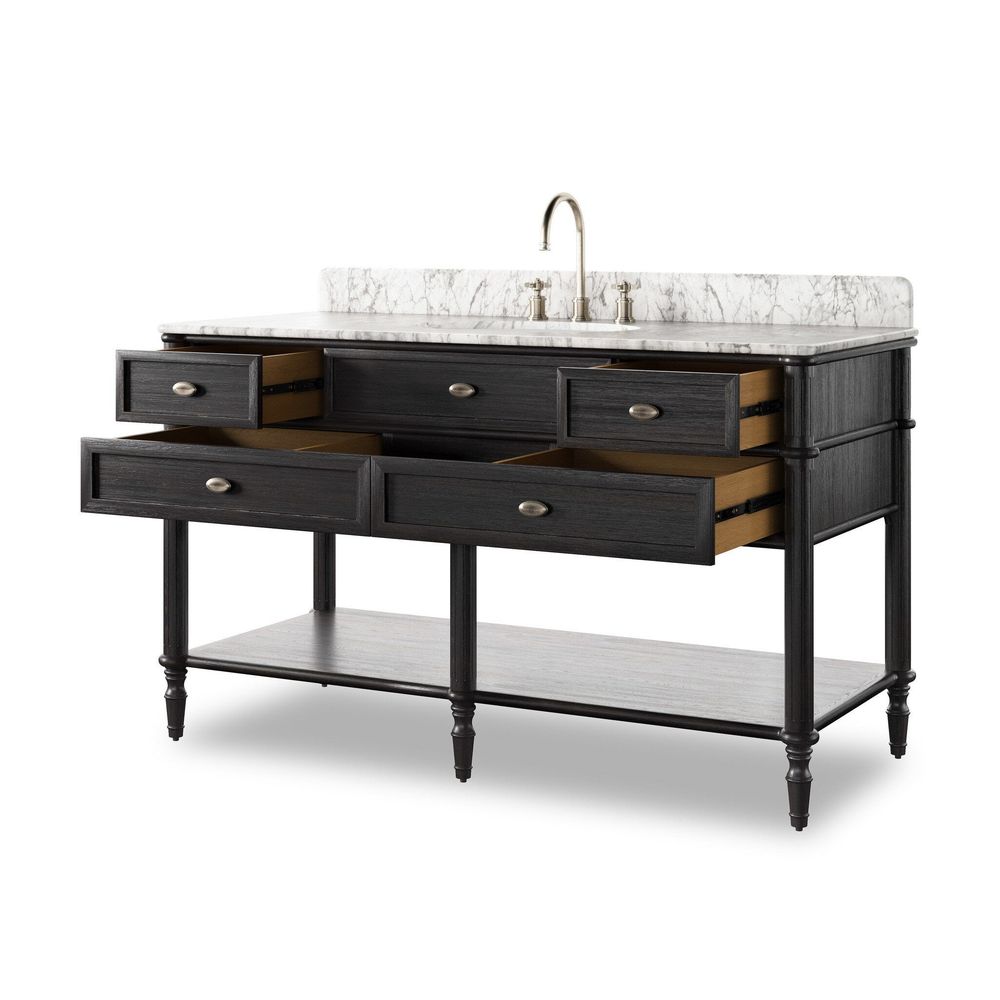 Vanities Toulouse Single Wide Vanity - Satin Black Veneer