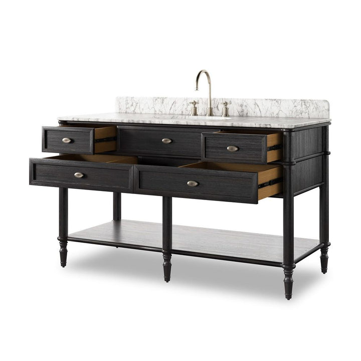 Vanities Toulouse Single Wide Vanity - Satin Black Veneer