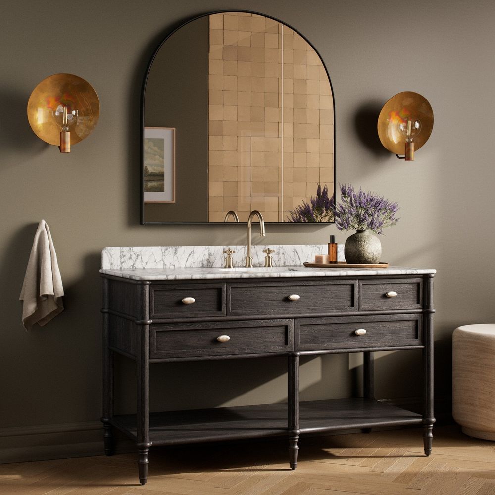 Vanities Toulouse Single Wide Vanity - Satin Black Veneer