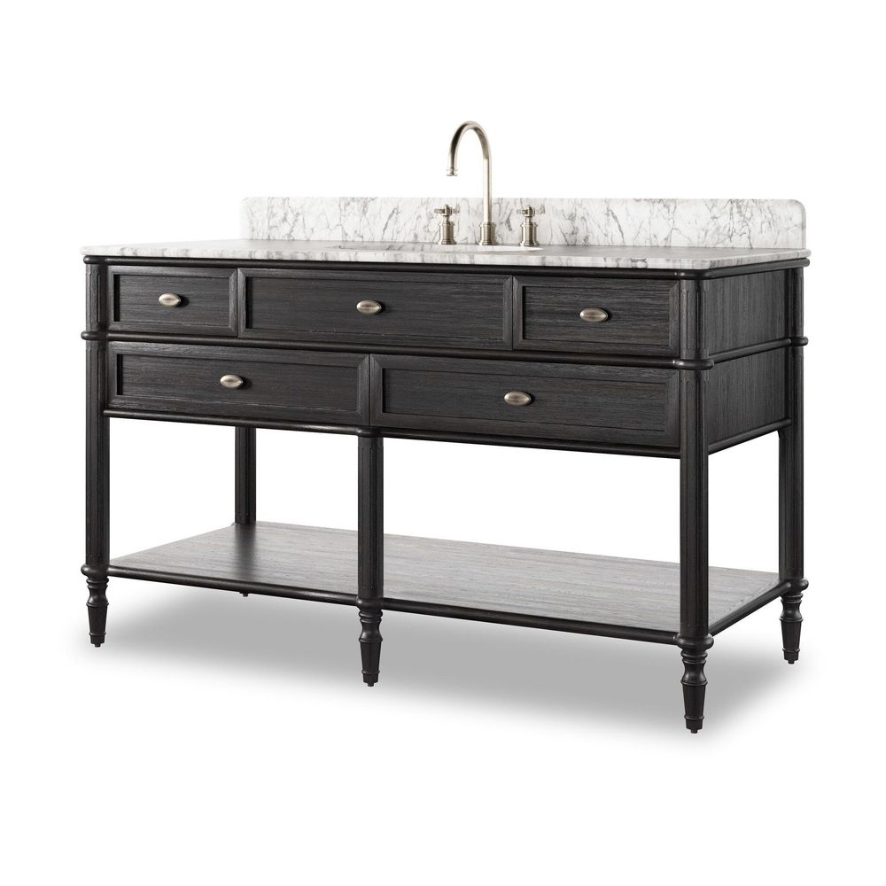 Vanities Toulouse Single Wide Vanity - Satin Black Veneer