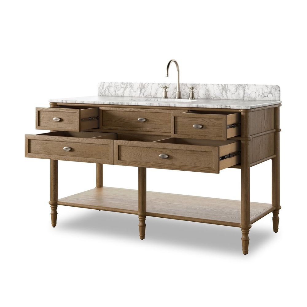 Toulouse Single Wide Vanity-Washed Blonde Oak Veneer