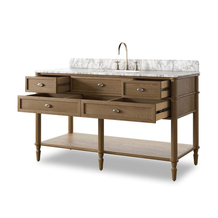 Toulouse Single Wide Vanity-Washed Blonde Oak Veneer