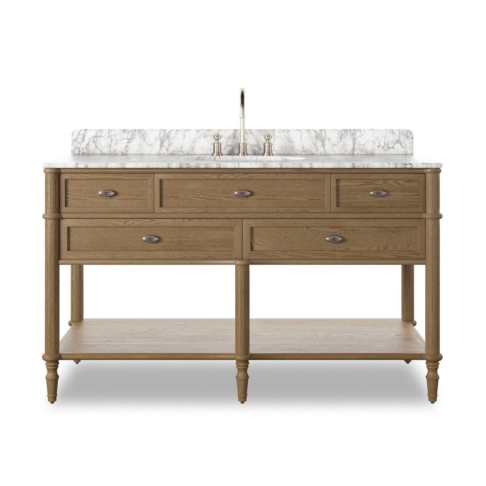 Toulouse Single Wide Vanity-Washed Blonde Oak Veneer