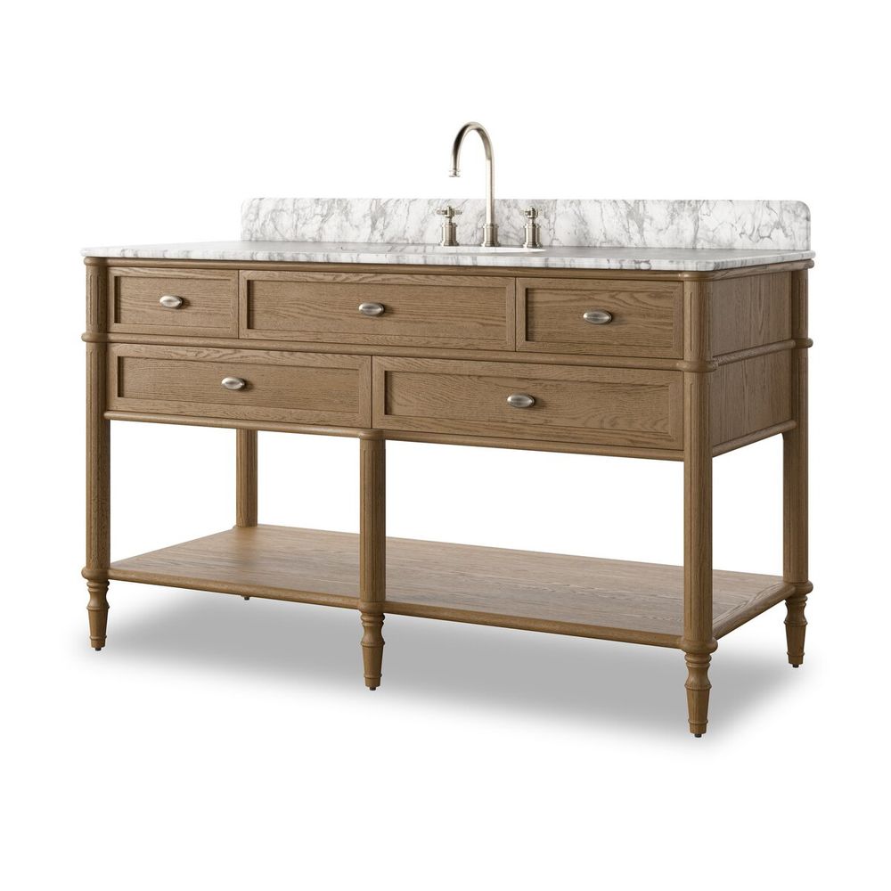 Toulouse Single Wide Vanity-Washed Blonde Oak Veneer