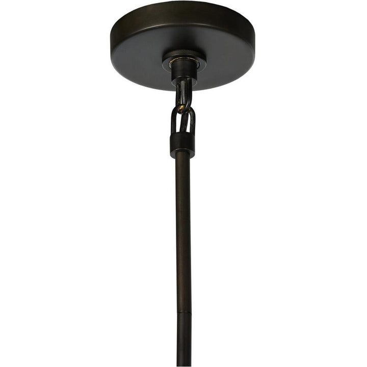 Whittier Chandelier: Oatmeal Linen - Natural Bronze - Black Cord