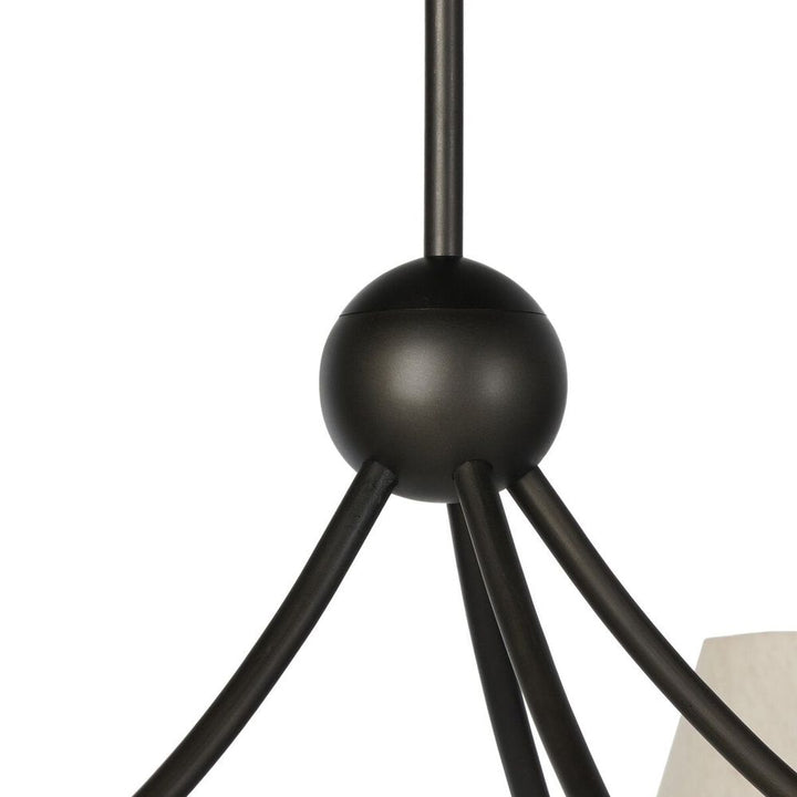 Whittier Chandelier: Oatmeal Linen - Natural Bronze - Black Cord