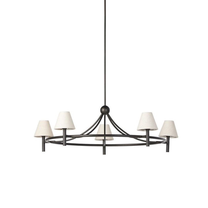 Chandeliers Whittier Chandelier: Oatmeal Linen - Natural Bronze - Black Cord