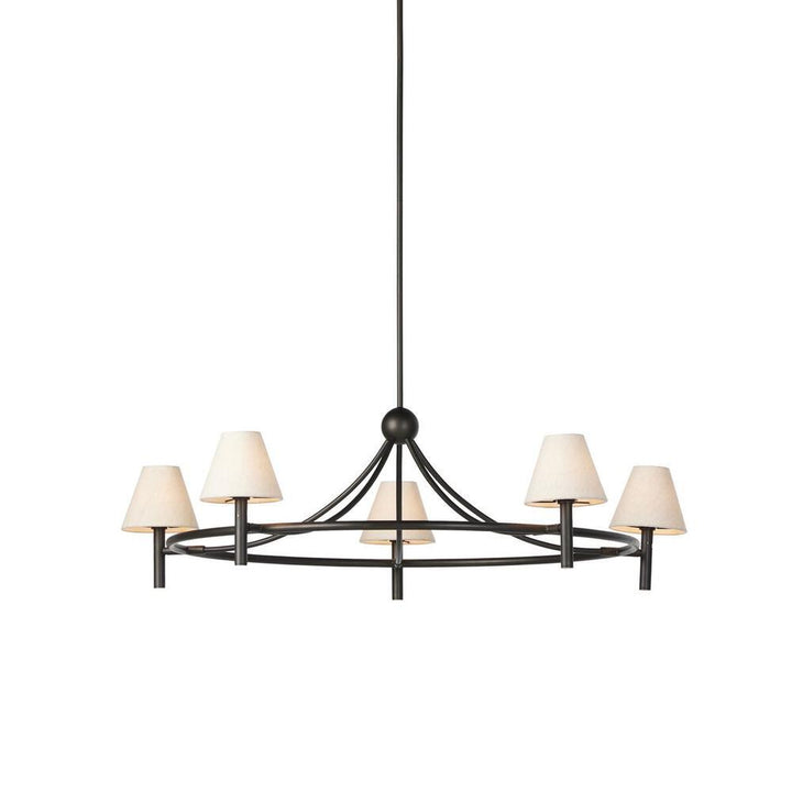 Chandeliers Whittier Chandelier: Oatmeal Linen - Natural Bronze - Black Cord