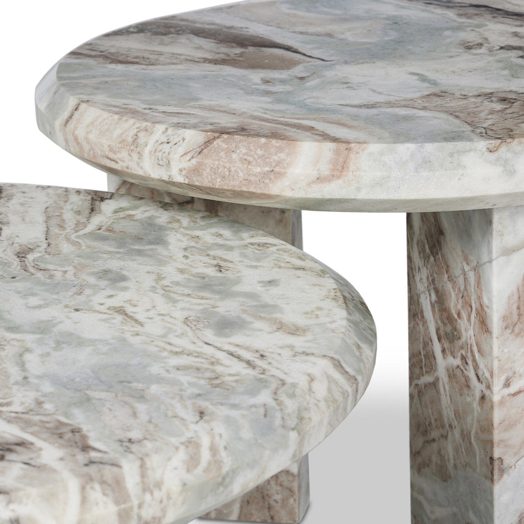 Dalton Nesting Coffee Table - Creamy Taupe Marble Solid - Taupe