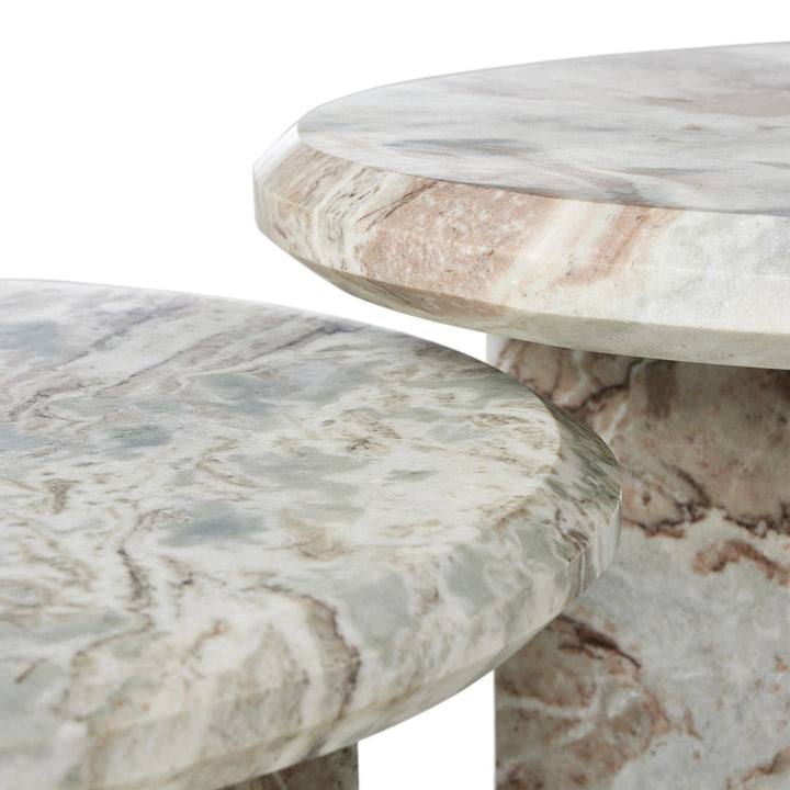 Dalton Nesting Coffee Table - Creamy Taupe Marble Solid - Taupe