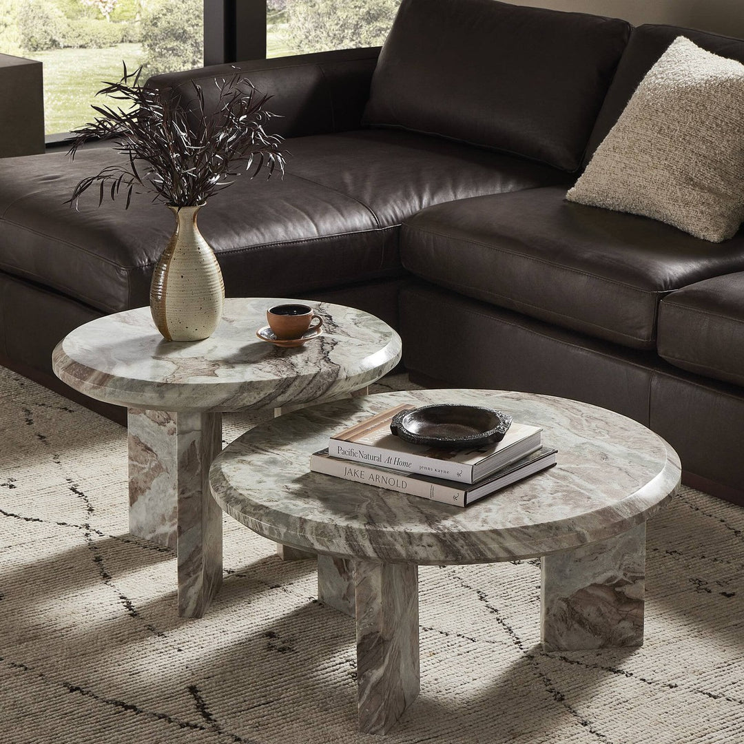 Dalton Nesting Coffee Table - Creamy Taupe Marble Solid - Taupe