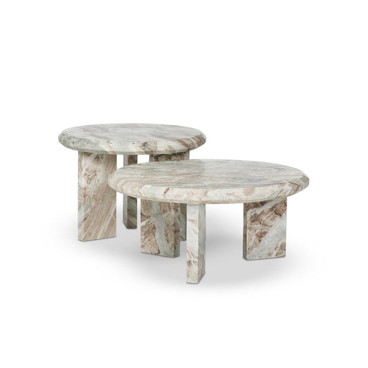 Dalton Nesting Coffee Table - Creamy Taupe Marble Solid - Taupe