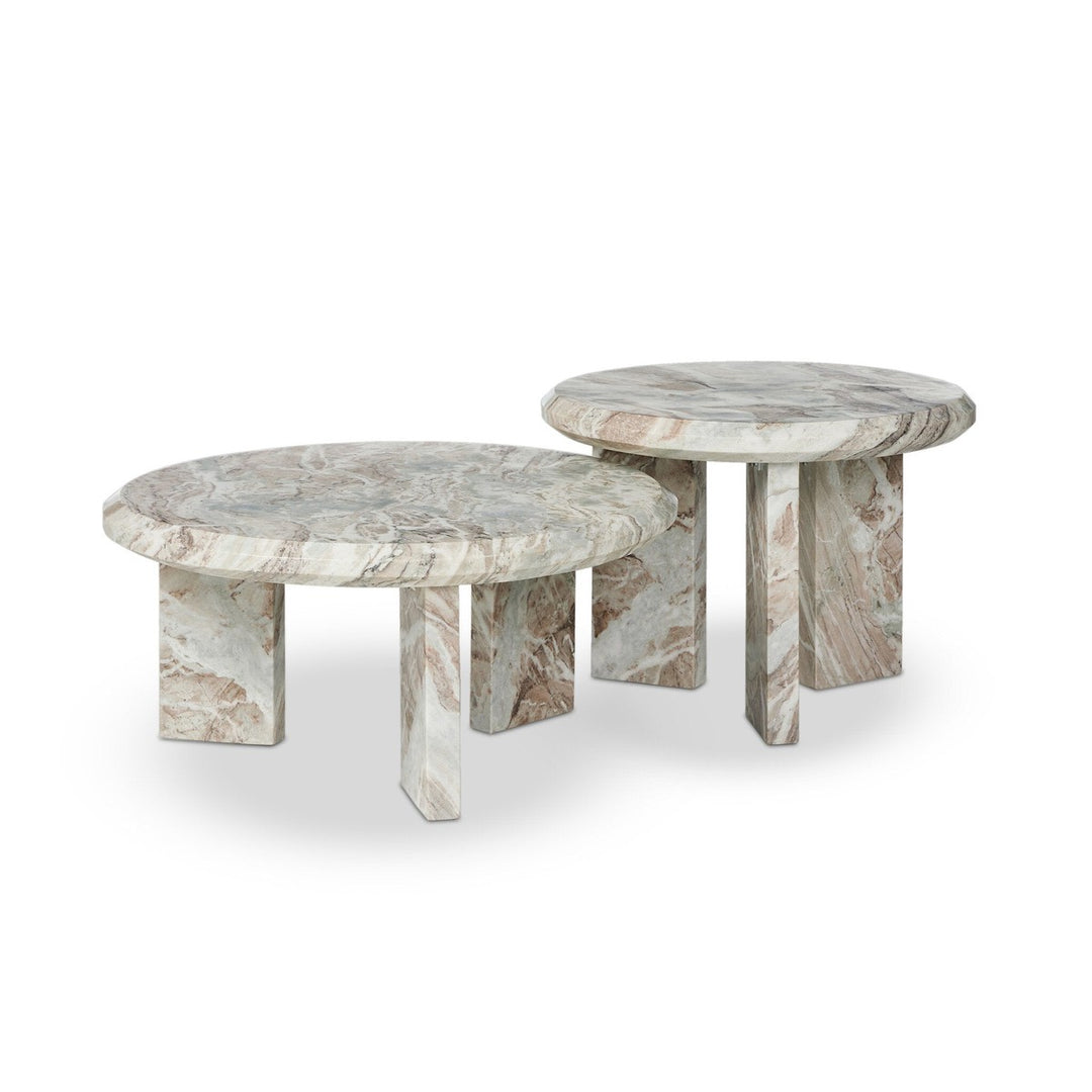 Dalton Nesting Coffee Table - Creamy Taupe Marble Solid - Taupe