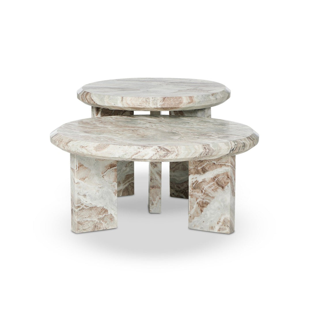 Dalton Nesting Coffee Table - Creamy Taupe Marble Solid - Taupe