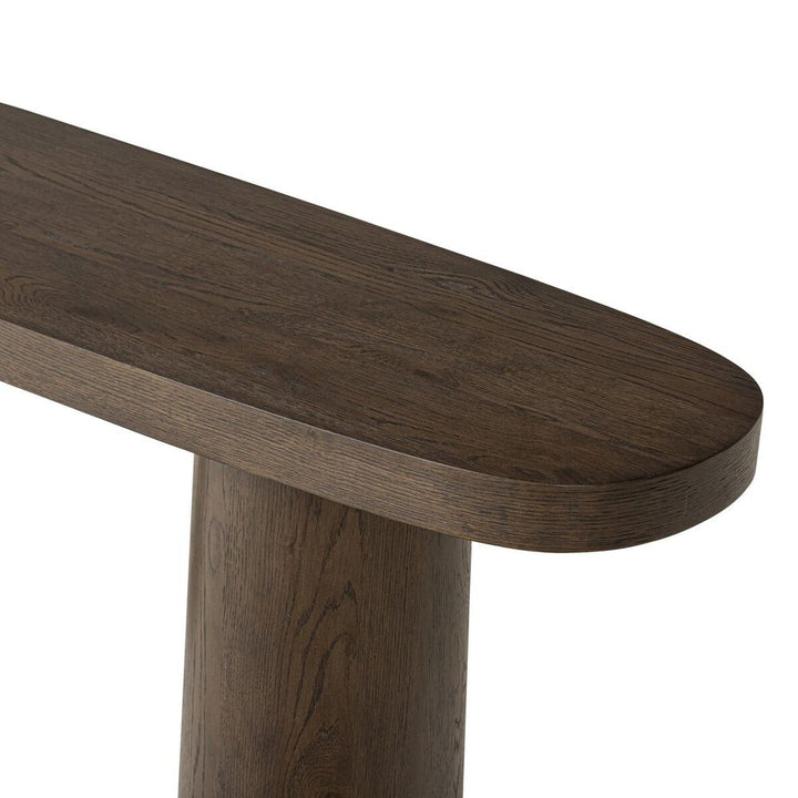 Valen Console Table: Rustic Brown Oak Veneer
