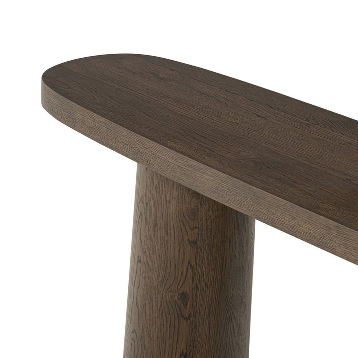 Valen Console Table: Rustic Brown Oak Veneer