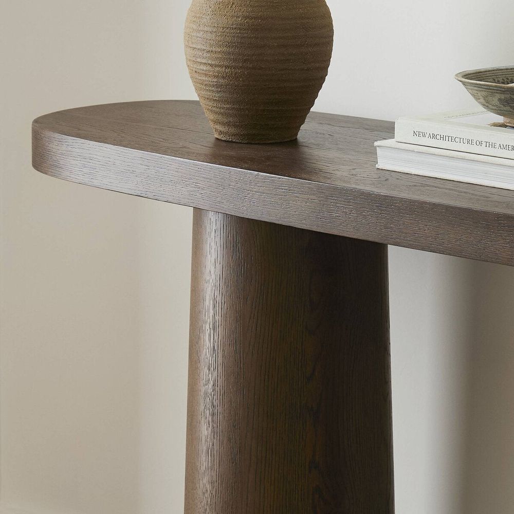 Valen Console Table: Rustic Brown Oak Veneer
