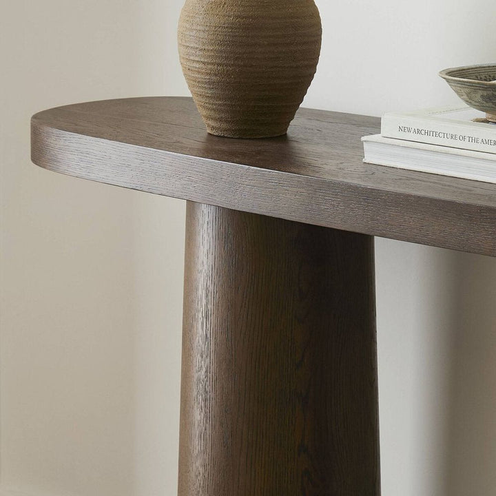 Valen Console Table: Rustic Brown Oak Veneer