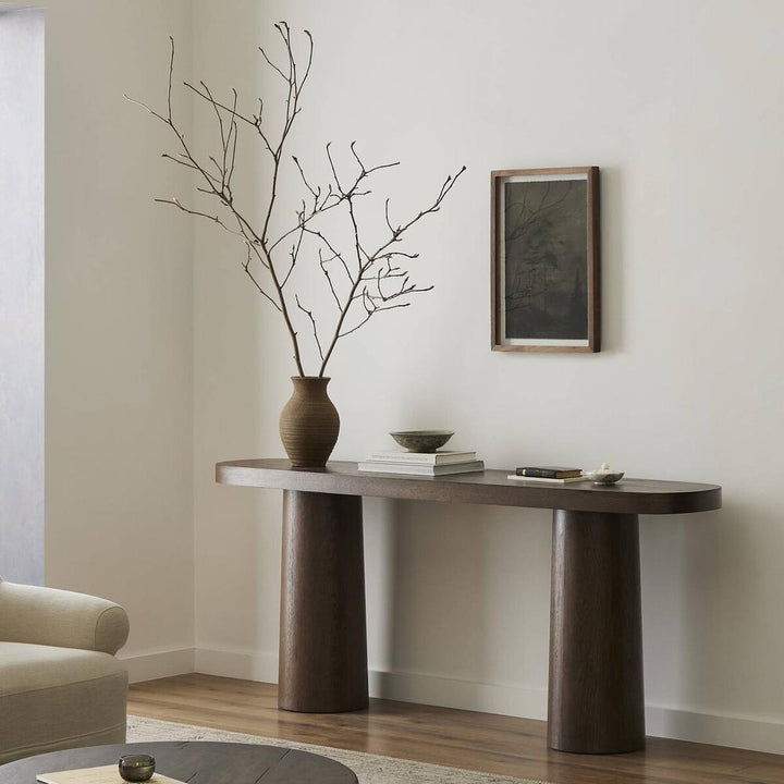 Console Tables Valen Console Table: Rustic Brown Oak Veneer