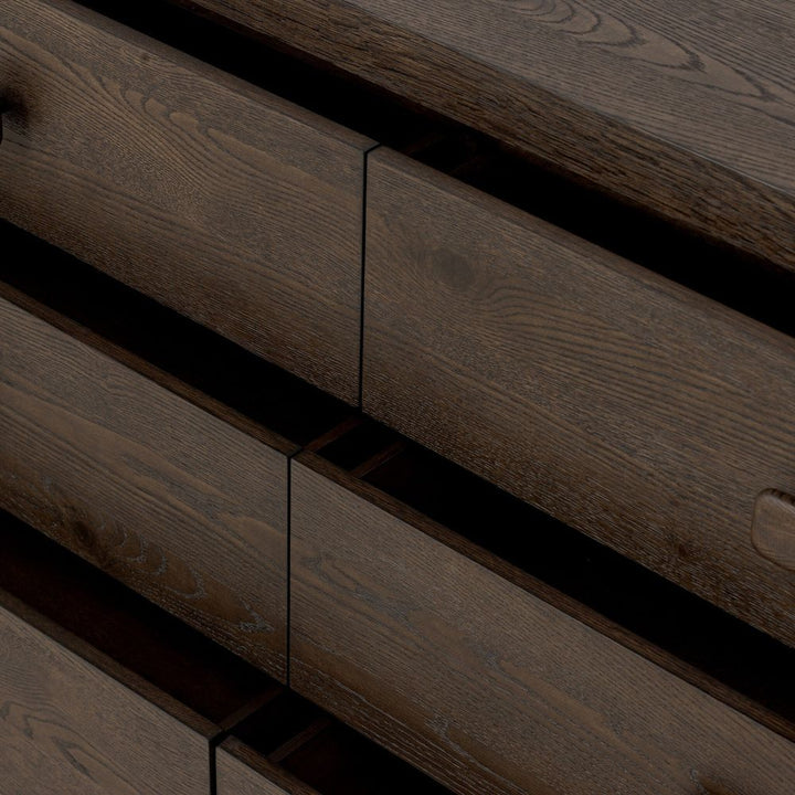 Valen 6 Drawer Dresser - Rustic Brown Oak Veneer