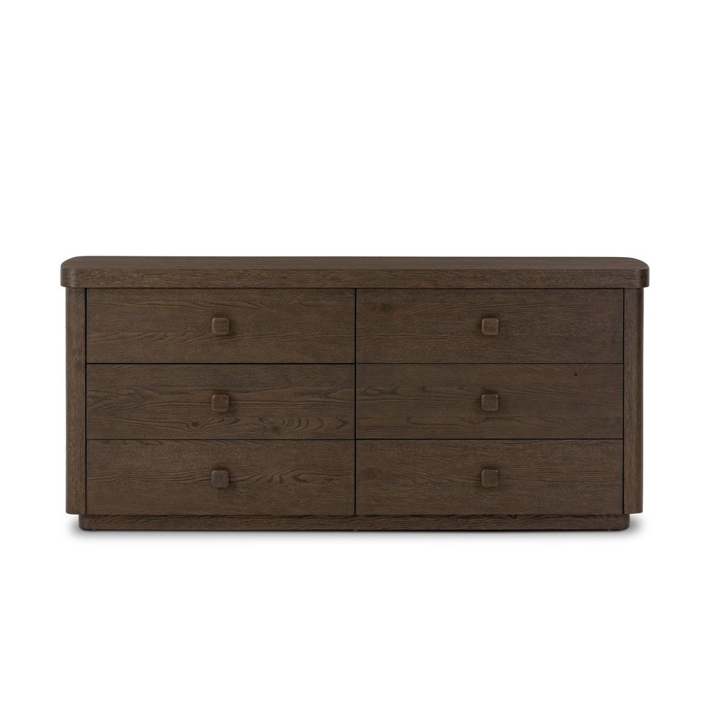 Dressers & Chests Valen 6 Drawer Dresser - Rustic Brown Oak Veneer