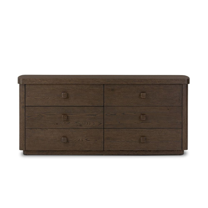 Dressers & Chests Valen 6 Drawer Dresser - Rustic Brown Oak Veneer
