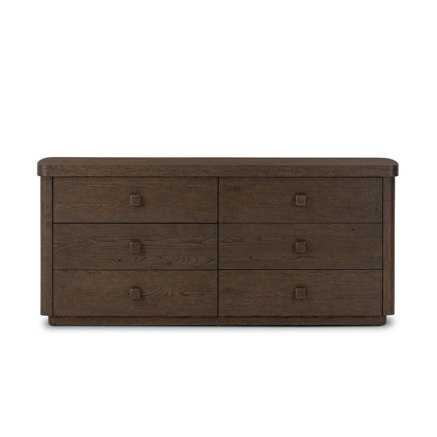 Dressers & Chests Valen 6 Drawer Dresser - Rustic Brown Oak Veneer