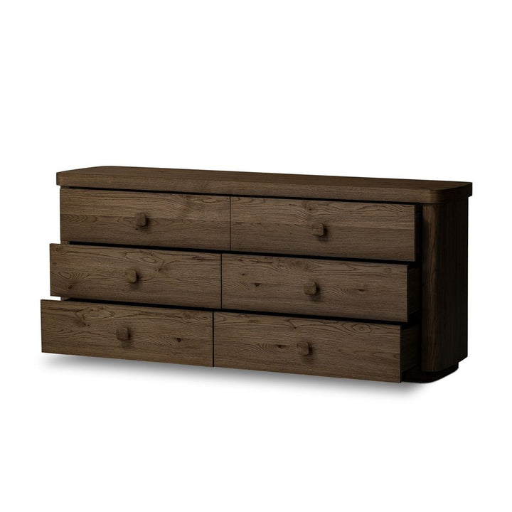 Valen 6 Drawer Dresser - Rustic Brown Oak Veneer