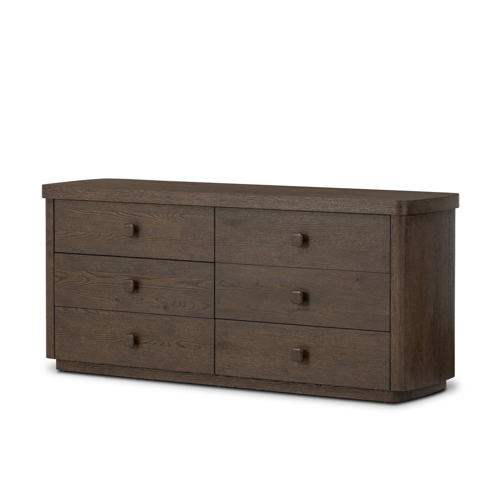 Dressers & Chests Valen 6 Drawer Dresser - Rustic Brown Oak Veneer