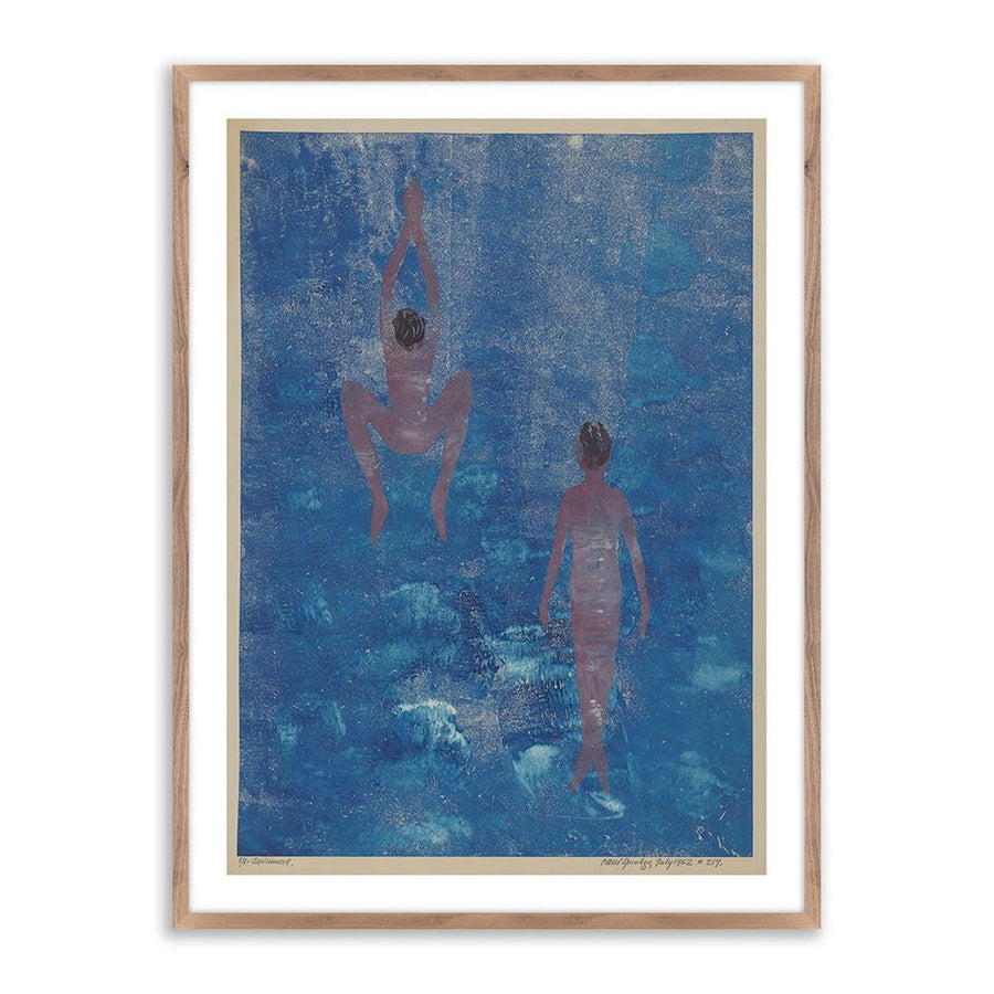 Wall Art Swimmers By Pepi Sprohge - 30"X40" - Rustic Walnut