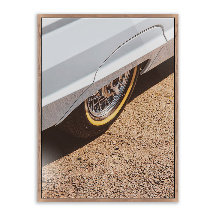 Wheel Cover By Markus Bex - 30"X40" - Rustic Walnut Floater - Framed Metal