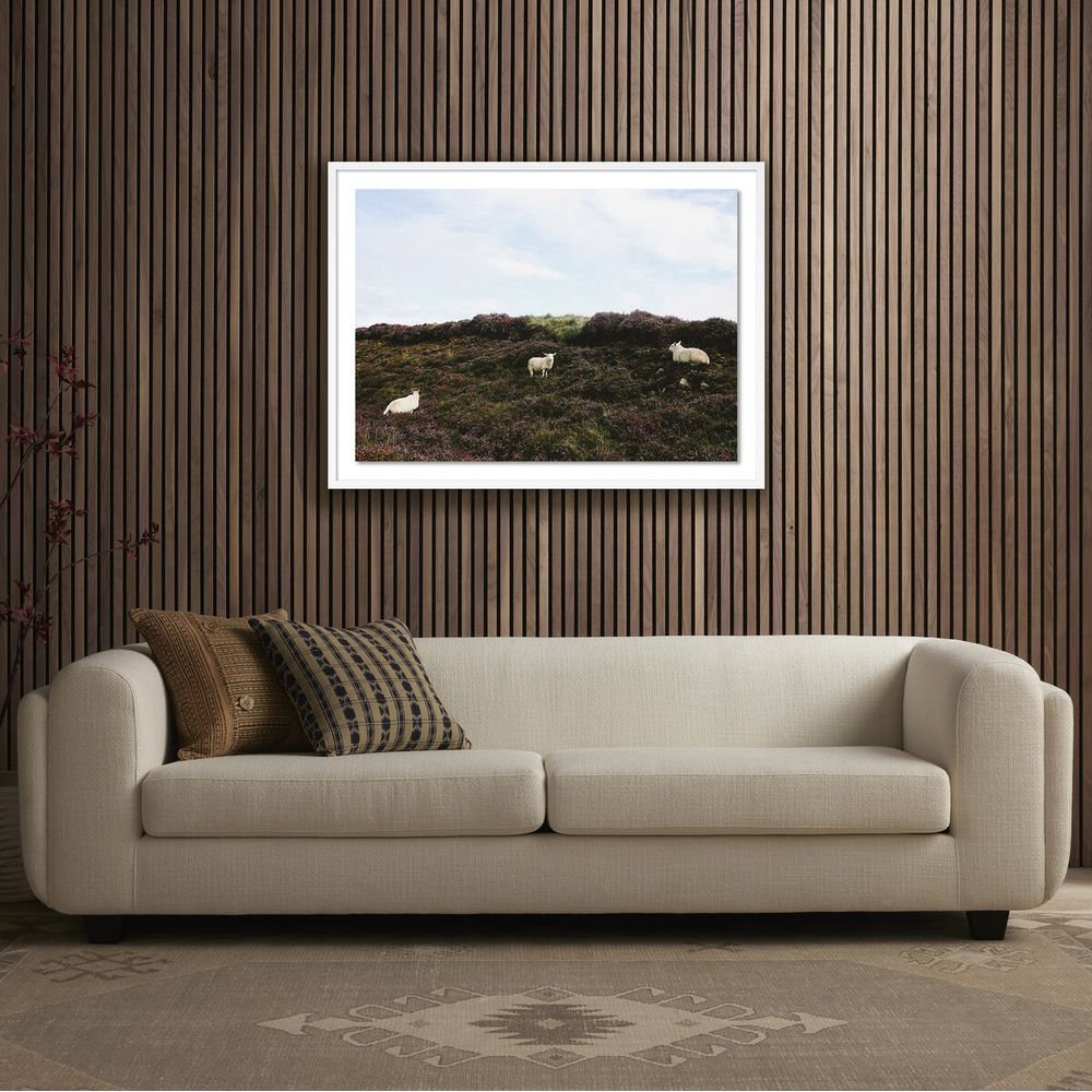 Wall Art Sheep In Heather By Wesley And Emma Teague - 40"X30" - White Maple