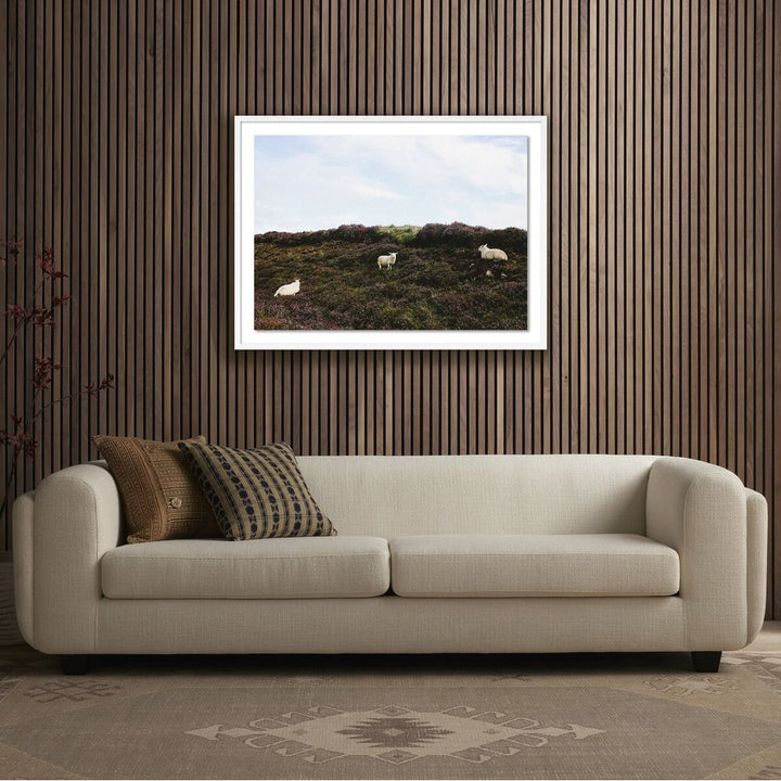 Wall Art Sheep In Heather By Wesley And Emma Teague - 40"X30" - White Maple