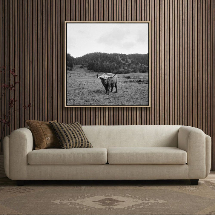 Wall Art Highlander / Elk, Ca By Wesley And Emma Teague - 40"X40" - White Oak Floater - Framed Metal