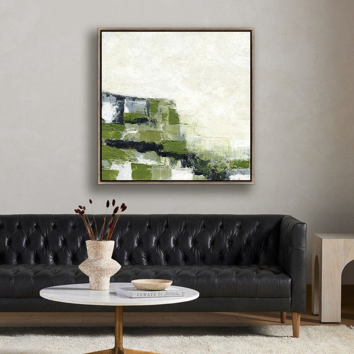 Wall Art Envision Green By Melanie Biehle - 40"X40" - Rustic Walnut Floater